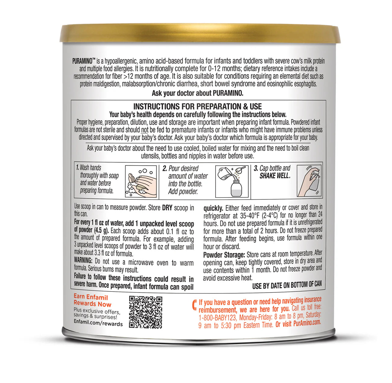 PurAmino Amino Acid-based Infant Formula (Powder - 14.1 oz Can)